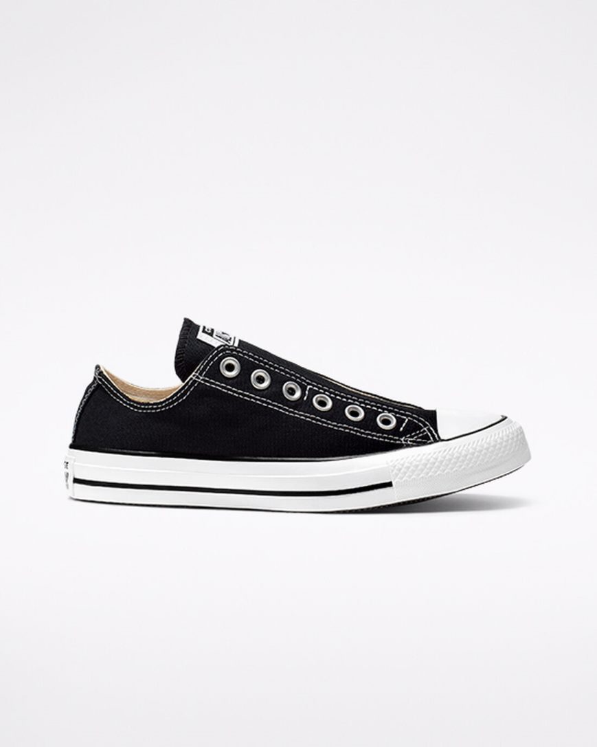 Men\'s Converse Chuck Taylor All Star Slip On Shoes Black / White / Black | AU 48913G